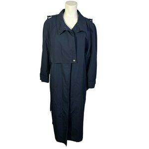 Vintage Niccolini Navy Blue Trench Coat – Women's Size 15/16 Classic Rain Coat